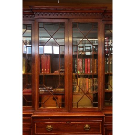 Breakfront Bookcase Edwardian Mahagoni Intarsien 