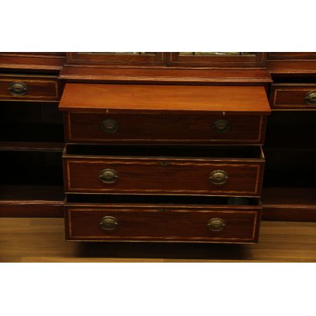 Breakfront Bookcase Edwardian Mahagoni Intarsien 