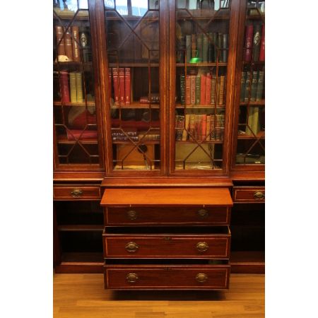 Breakfront Bookcase Edwardian Mahagoni Intarsien 