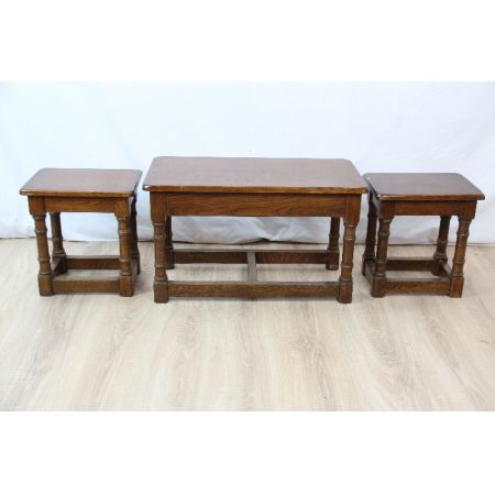 Landhaus Sofatische Set, Massivholz Eiche, Country furniture