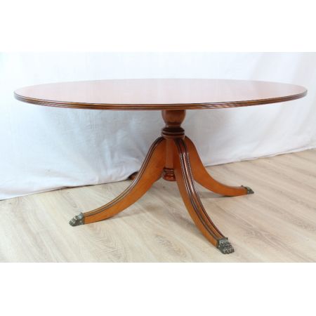 Ovaler Couchtisch/ Sofatable aus Eibe mit Bandintarsie