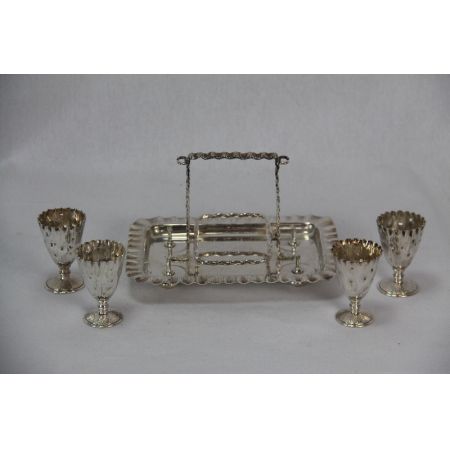 Silbertablett  Eierset France Plated