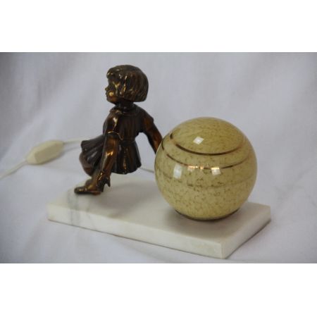 Tischlampe Mädchen im Art deco Stil, France, Original