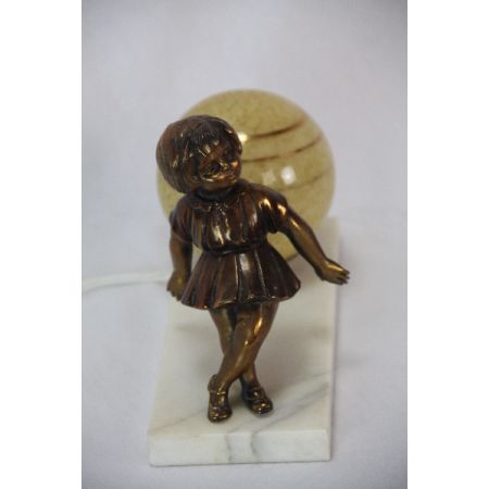 Tischlampe Mädchen im Art deco Stil, France, Original