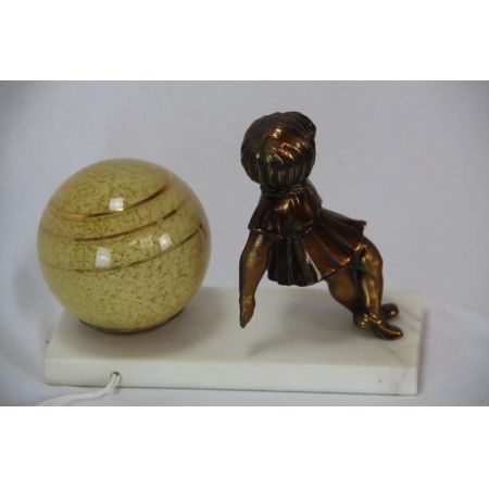 Tischlampe Mädchen im Art deco Stil, France, Original