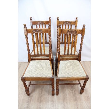 4er Satz Landhausstühle aus Massiver Eiche