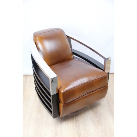 Art Deco  Sessel Chrom/ Inox  Armlehne  Mahagoni