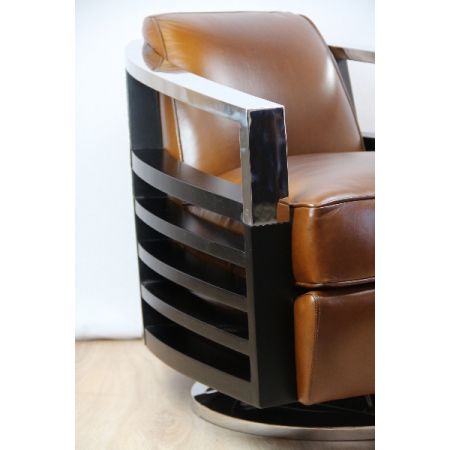 Art Deco  Sessel Chrom/ Inox  Armlehne  Mahagoni