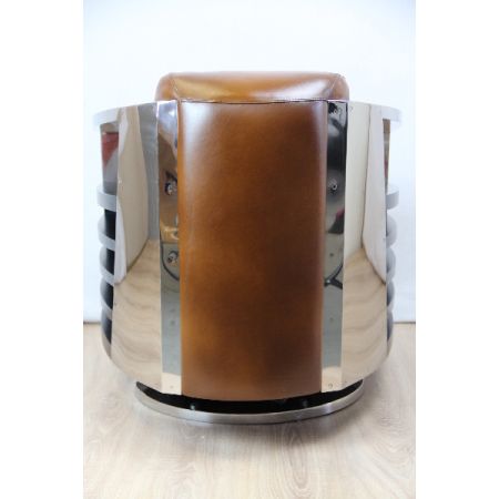 Art Deco  Sessel Chrom/ Inox  Armlehne  Mahagoni