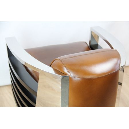 Art Deco  Sessel Chrom/ Inox  Armlehne  Mahagoni