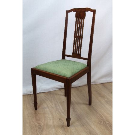 Paar Edwardian Stühle Mahagoni Massivholz mit Intarsiem