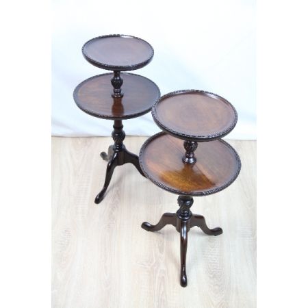 Antike Weintische aus Mahagoni Massivholz, Weintisch Set,  Weintische mit Etagen, handpoliert