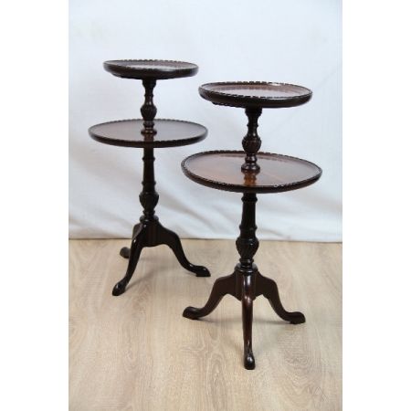 Antike Weintische aus Mahagoni Massivholz, Weintisch Set,  Weintische mit Etagen, handpoliert