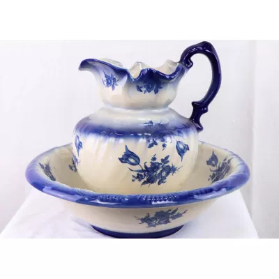 Klassisches Vintage Jug and Bowl Set aus Keramik