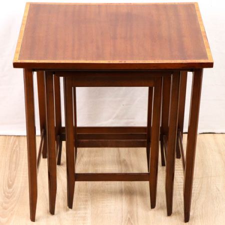 Antikes englisches Mahagoni Nest of Tables mit Intarsien, edwardianisch ca. 1890