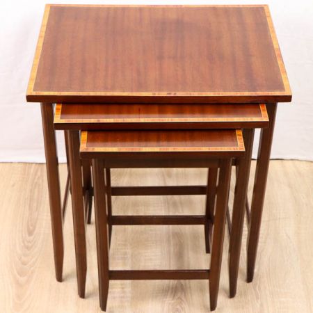 Antikes englisches Mahagoni Nest of Tables mit Intarsien, edwardianisch ca. 1890