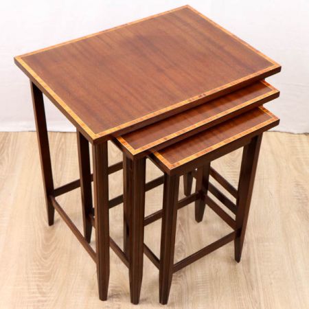 Antikes englisches Mahagoni Nest of Tables mit Intarsien, edwardianisch ca. 1890