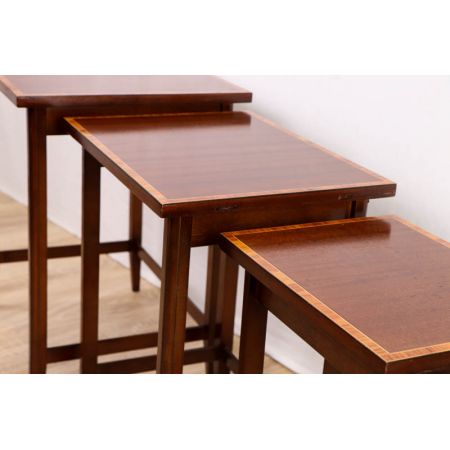 Antikes englisches Mahagoni Nest of Tables mit Intarsien, edwardianisch ca. 1890