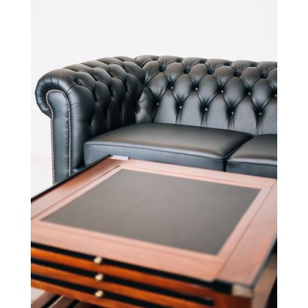 Quadratischer Spieltisch / Game Table "Addison", in Mahagoni, mit austauschbaren Spielbrettern - sofort lieferbar