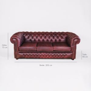 Chesterfield Schlafsofa "Austin" 3-Sitzer Original Schlafsofa englisch (Matratze: 115cm)