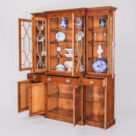 Georgian Antik Style Breakfront, Bücherregal mit Glasfront, Vitrinenschrank, Büroschrank