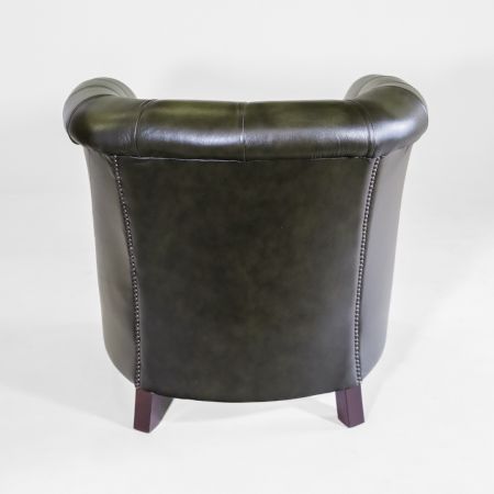 Englischer Clubsessel Grün, Chesterfield Clubsessel "Diana" in Birch Antique Olive Rub Off Leather, Sessel aus robustem Leder