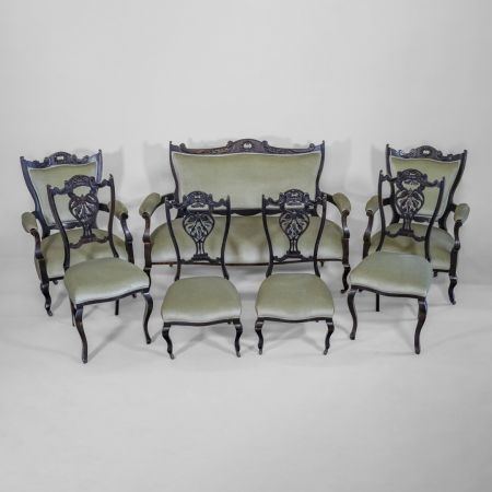 Antike Sitzgruppe, Viktorianische Sitzgarnitur, Sofa, Stühle & Armchair, 7er Satz
