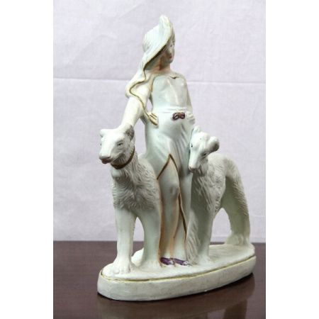 Figur Frau mit Windhunden  30er jahre Motiv 