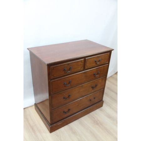 Mahagoni Kommode mit Intarsierten und fünf Schubladen, ca. 1890