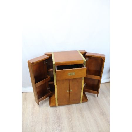 Art Deco Bar  aus Massivholz mit Messingaplikatioen  aus frankreich