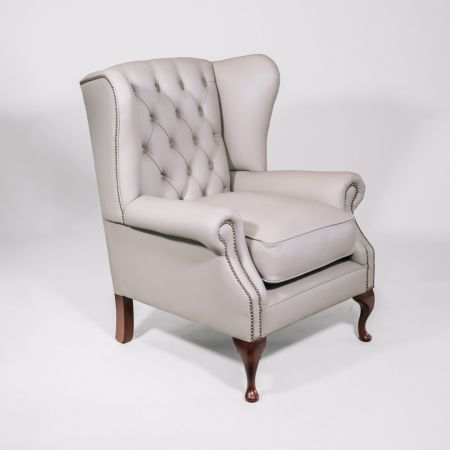 Chesterfield Ohrensessel "Windsor Wing Chair" in Beige, aus robustem Leder