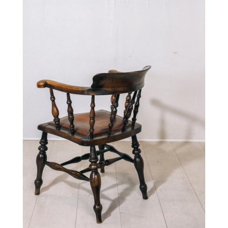 Windsor Chair mit Lederpolsterung, Comb Back Stuhl, Landhausstuhl