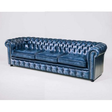 "Windsor Classic" 4-Sitzer Original englisches Chesterfield Ledersofa