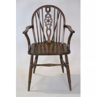 Windsor Wheelback Chair, Massivholz Eiche, Antik