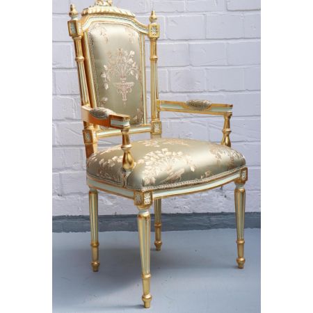 MORRIS Barock Stil Esszimmerstuhl "Aveline", gold/grau - sofort lieferbar