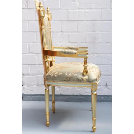 MORRIS Barock Stil Esszimmerstuhl "Aveline", gold/grau - sofort lieferbar