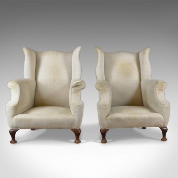 Englisches Viktorianisches Antikes Paar Sessel ca. 1890