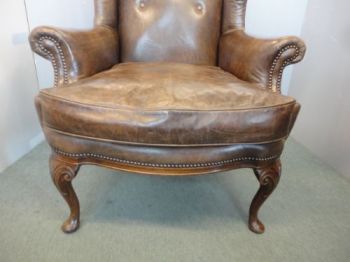 Englischer Viktorianischer Antiker Leder Sessel ca. 1860