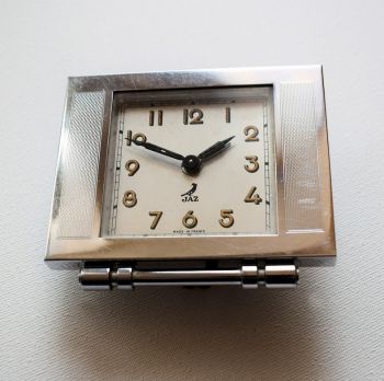 Französische antike Art Deco Uhr Wecker Chrom ca 1930