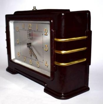 Antike französische Art Deco Bakelit Uhr Tischuhr ca 1930