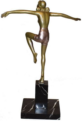 Antike Art Deco Bronzefigur Teilakt Figur "Tänzerin" ca 1930