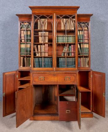 George III. Antikes Englisches Mahagoni Sekretär Bücherregal ca. 1800