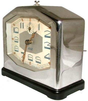 Art deco Antike Englische Chrome Bakelite Jaz Uhr ca. 1930