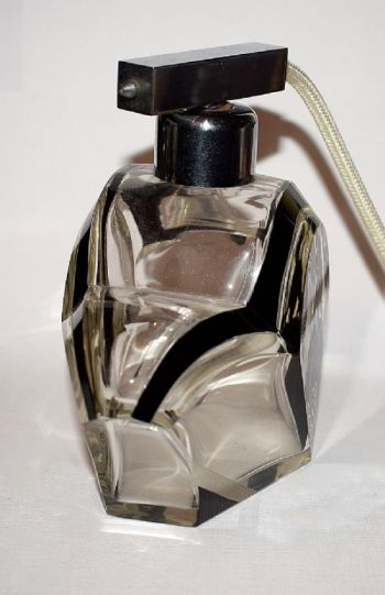 Antike Englische Art Deco Glas Parfümflasche ca. 1930