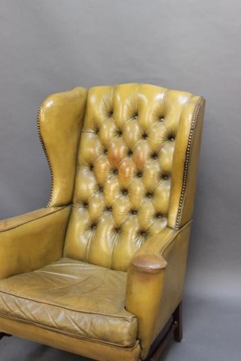Edwardianischer antiker Mahagoni Echtleder Sessel englisch ca 1890