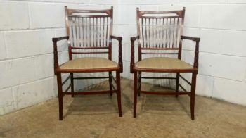 Englisches Edwardianisches Antikes Paar Mahagoni Stühle ca. 1900