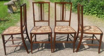 4 Edwardianische Antike Englische Mahagoni Salon Stühle ca. 1900