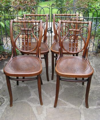 4 Englische Antike Bugholz Stühle ca. 1900
