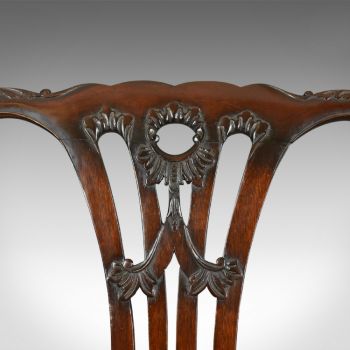 6 Viktorianische Antike Englische Stühle im Chippendale Stil ca. 1900
