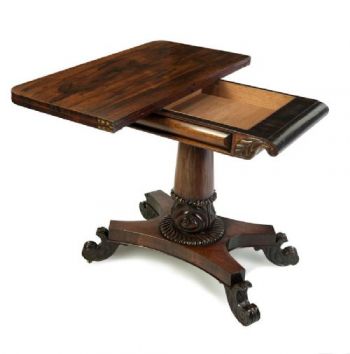 Original antiker William IV Palisander Spieltisch englisch ca 1835